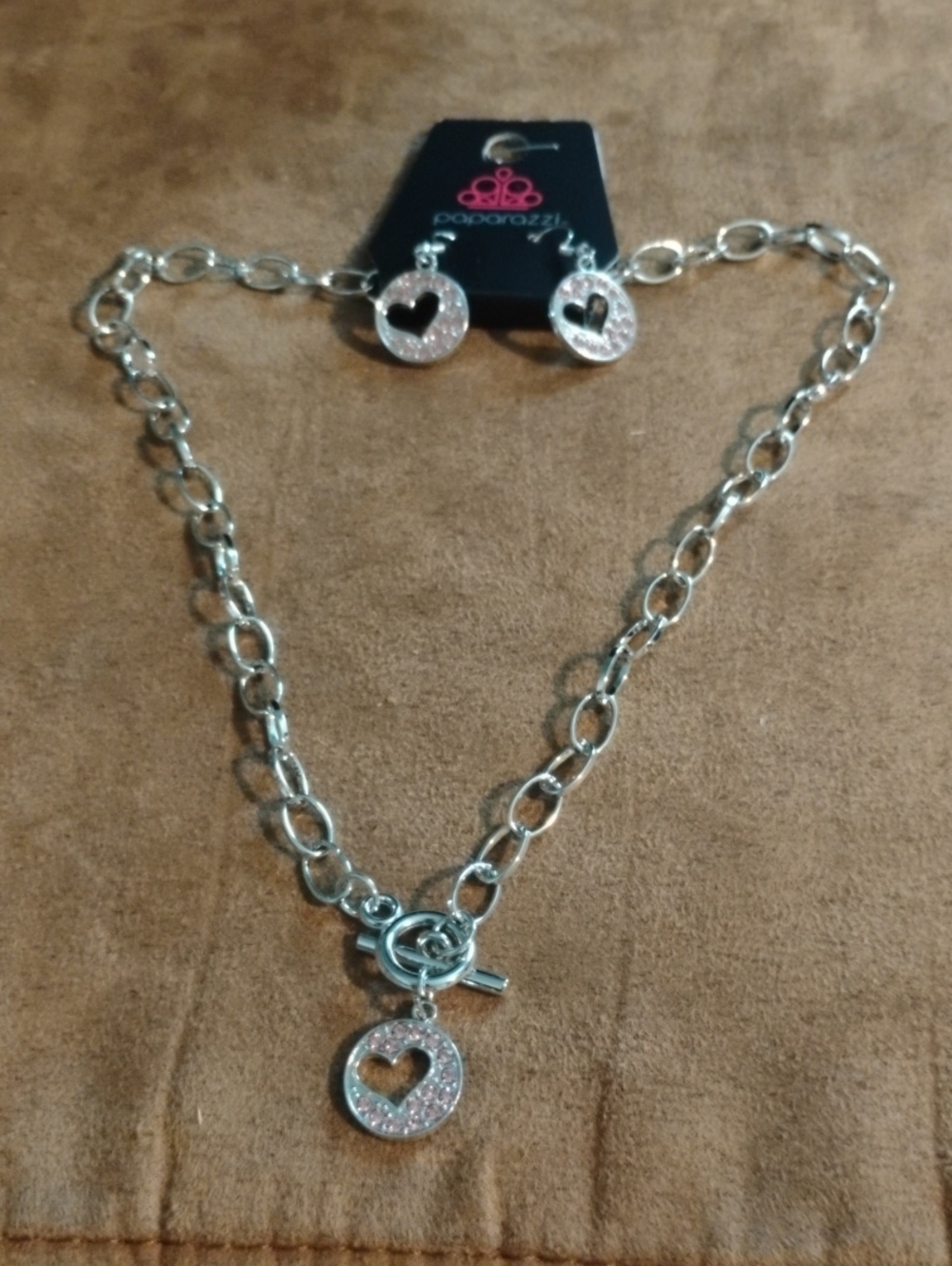 paparazzi Silver-Tone Heart Pendant Necklace and Earrings Set